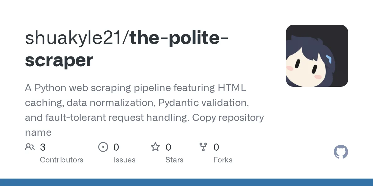 GitHub preview card for the the-polite-scraper repository